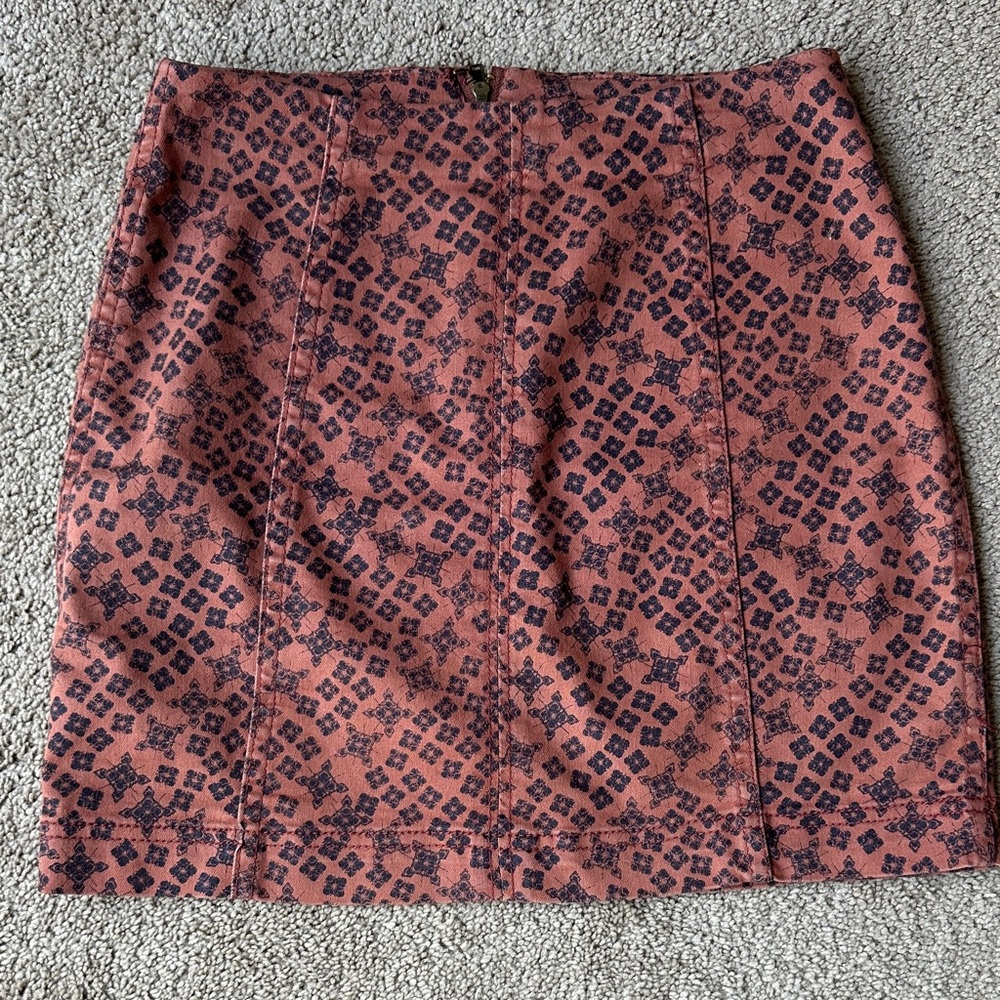 Free People Geometric Mini Skirt in Rust and Navy
